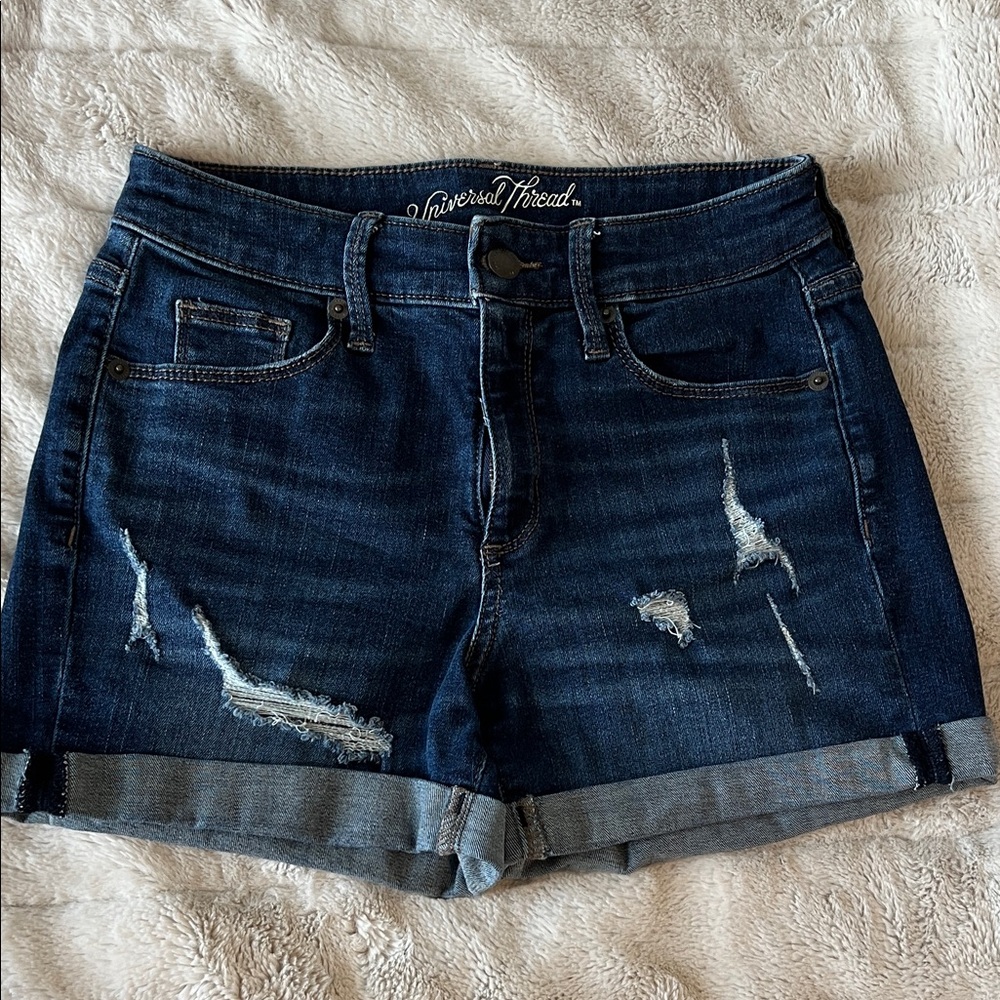 Universal Thread Women's Ripped Jean Shorts - Navy